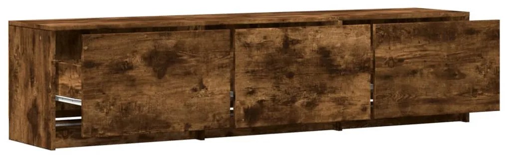 füstös tölgy színű szerelt fa TV-szekrény LED-del 165x34x40 cm