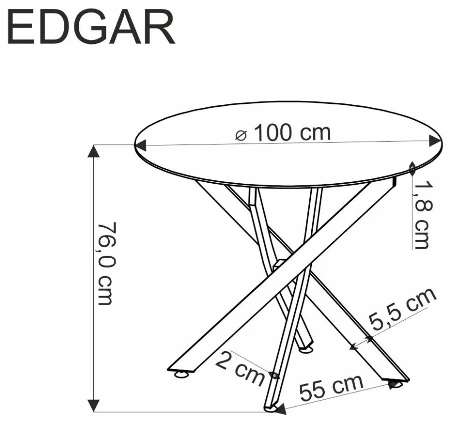 Edgar kerek étkezőasztal dió 100cm