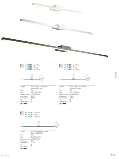 Redo 01-3268-LED Fürdőszobai tükörmegvilágítás ASTON LED/12W/230V CRI90 IP44 fehér