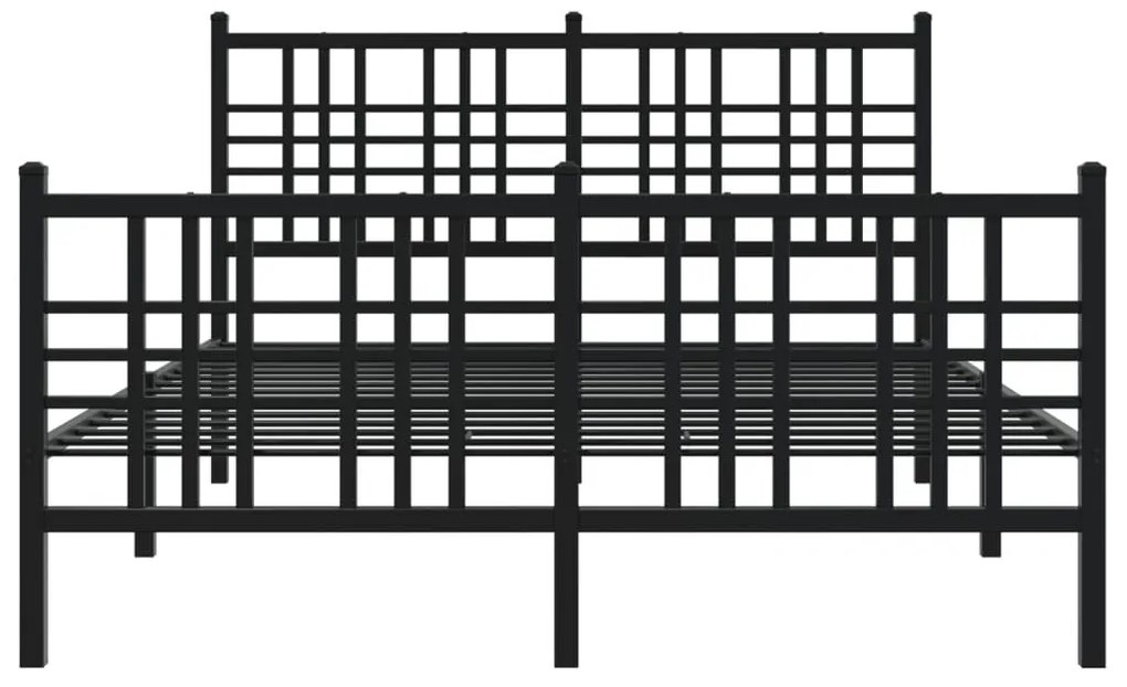 fekete fém ágykeret fej- és lábtámlával 137 x 190 cm