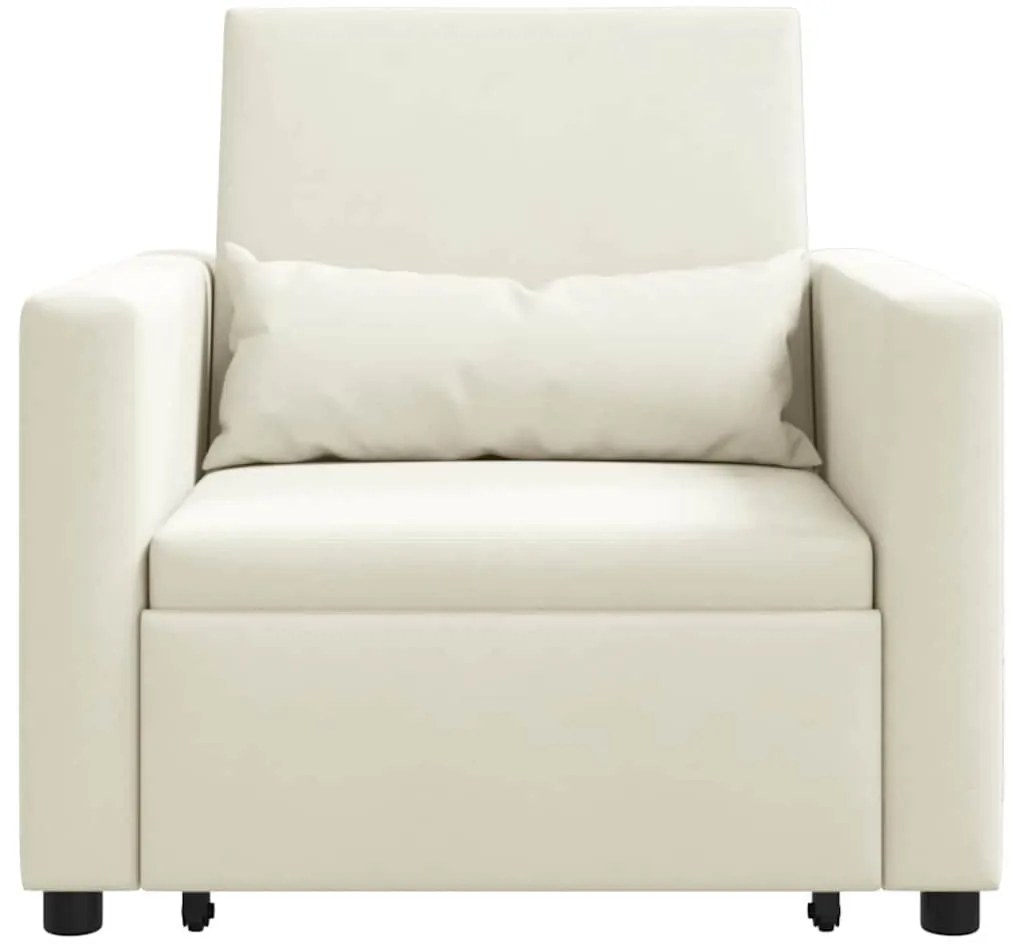 Egyszemélyes kanapéágy kerekekkel Krém 90 x 165 x 87 cm Bársony