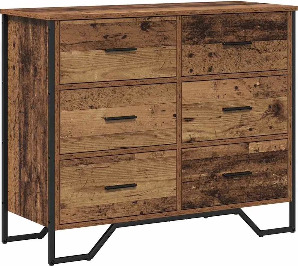 vidaXL Fiókos szekrény fiókkal 2 pcs Öreg fa 91 x 35,5 x 74,5 cm
