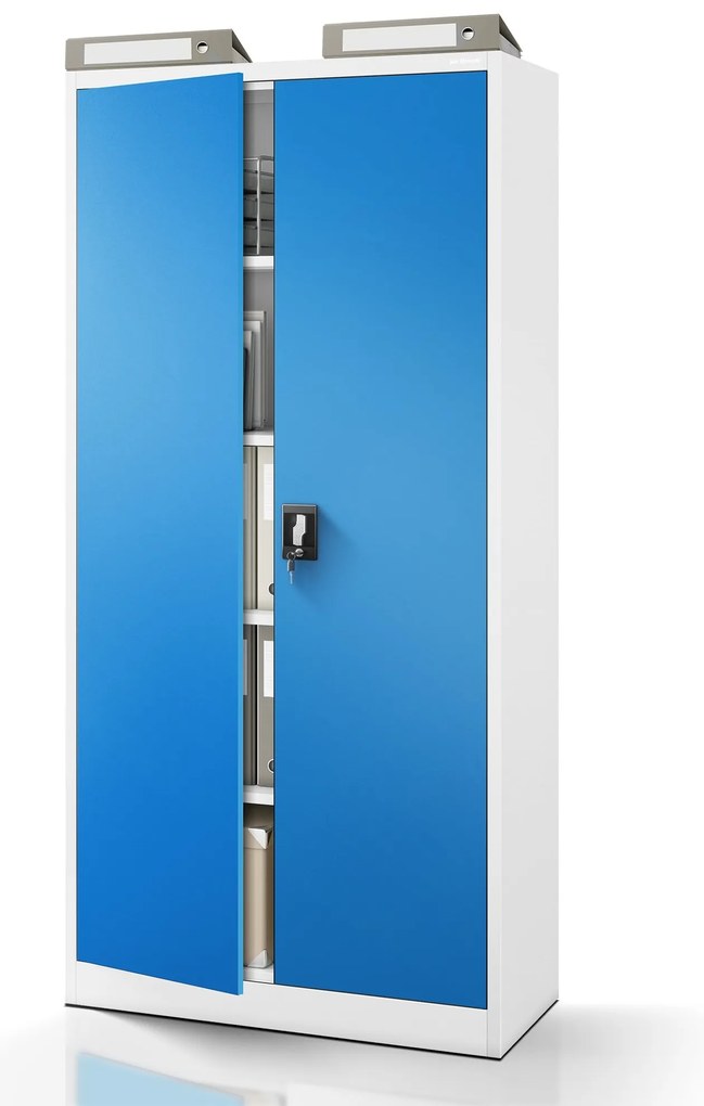 Fém iratszekrény JAN H, 900 x 1950 x 400 mm, szürke-kék