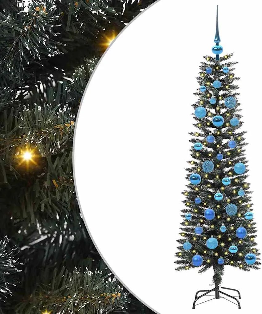 vidaXL Mű karácsonyfa 150 LED-del Zöld 150 cm PVC és Műanyag és Acél