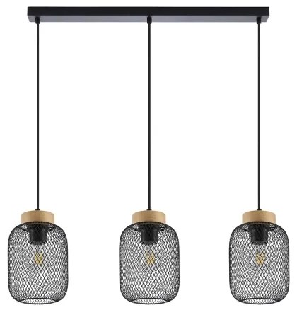 Brilagi - Zsinóros csillár BASKLITE 3xE27/15W/230V kaucsukfa/fekete