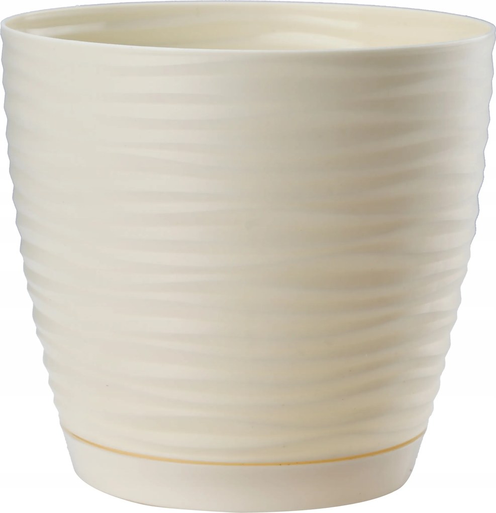 Virágtartó 17cm Fedő Kerek Virágágyás Műanyag Krémszínű