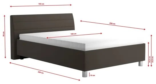 Kárpitozott ágy tárolóhellyel és matraccal DALMA 140x200 cm szürke/barna