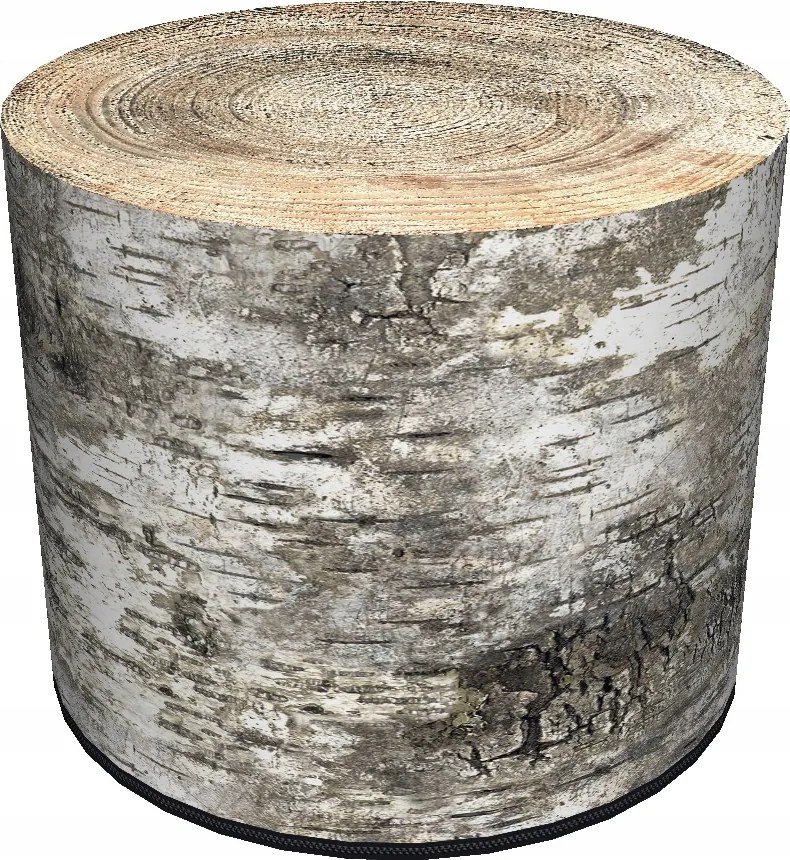 Puff Bertoni könnyű, stabil, henger puff, fatörzs utánzat Nyírfa nyomtatás