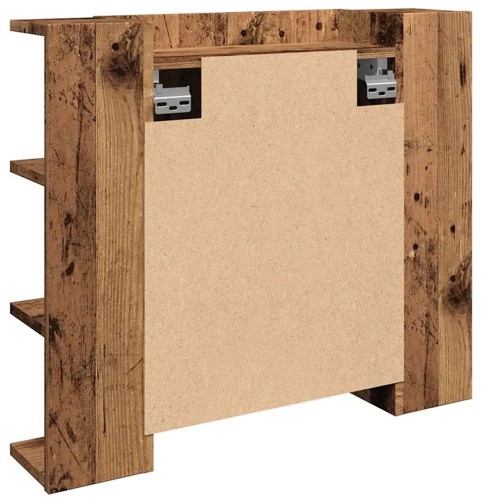 antik fa tükrös szekrény LED-ekkel 70 x 16,5 x 60 cm