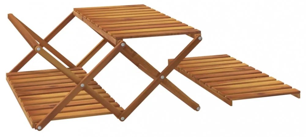 3 szintes barna tömör akácfa összecsukható polc 70 x 31 x 63 cm