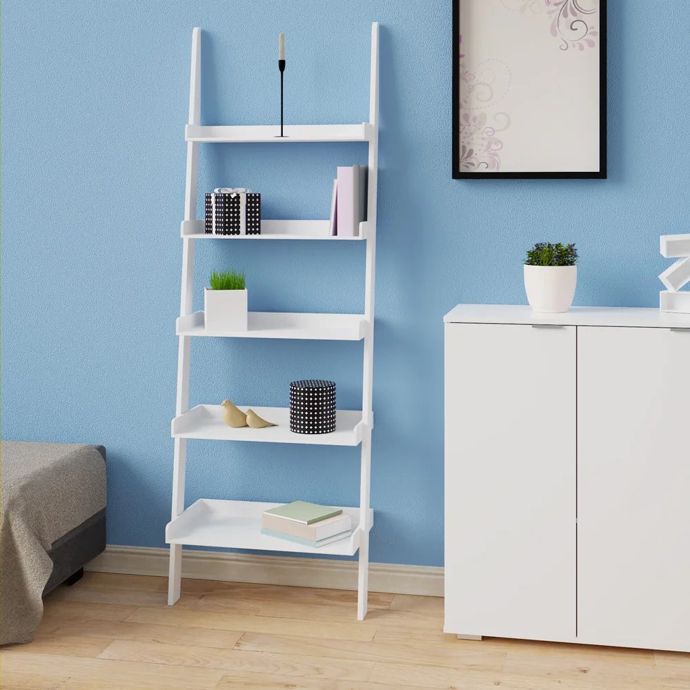Casaria® Lépcsős polc fehér - 180 cm