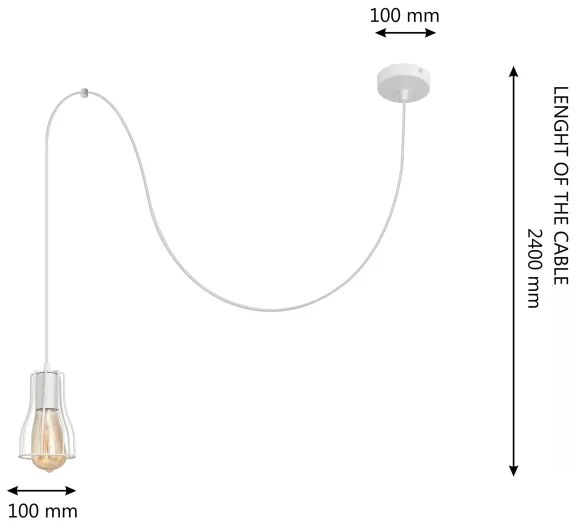 Csillár zsinóron TUBE LONG 1xE27/15W/230V fehér