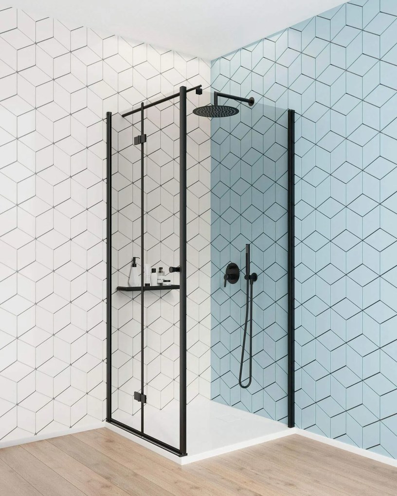 Deante Kerria Plus, Walk-in zuhany paraván 80cm, magasság 200cm, 6mm átlátszó üveg ActiveCoverrel, fekete profil, KTS_N38P