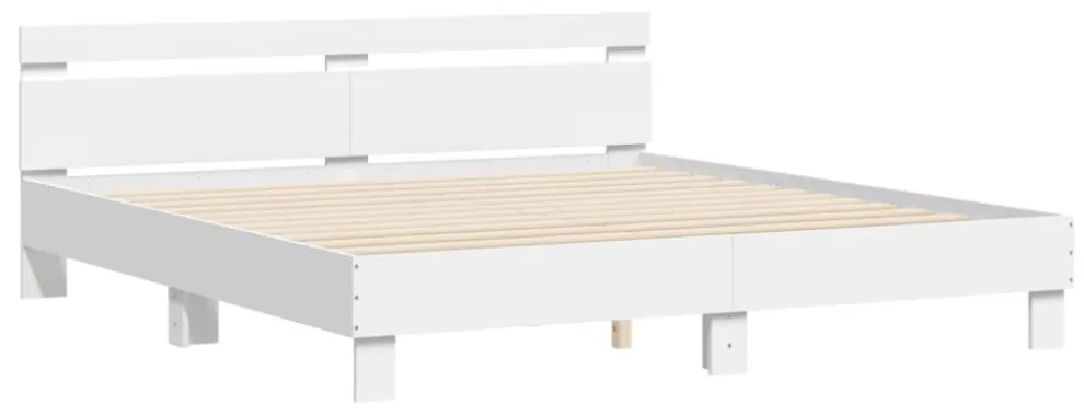 fehér ágykeret fejtámlával és LED-del 200 x 200 cm
