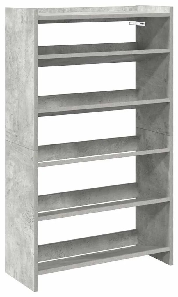 betonszürke szerelt fa cipőtartó 60x25x100 cm
