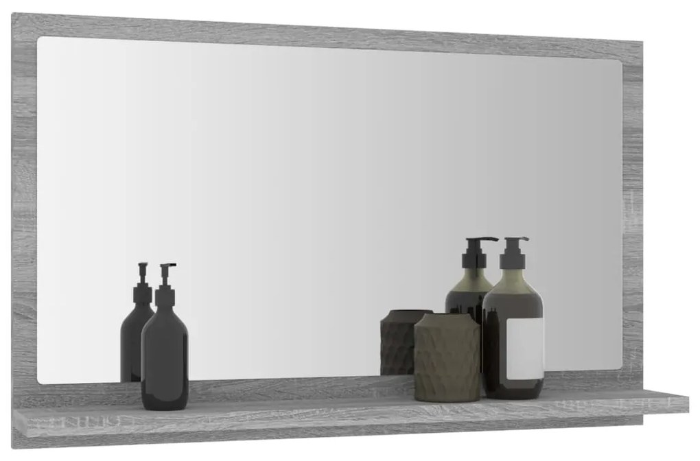 szürke sonoma színű szerelt fa fürdőszobatükör 60x10,5x37 cm