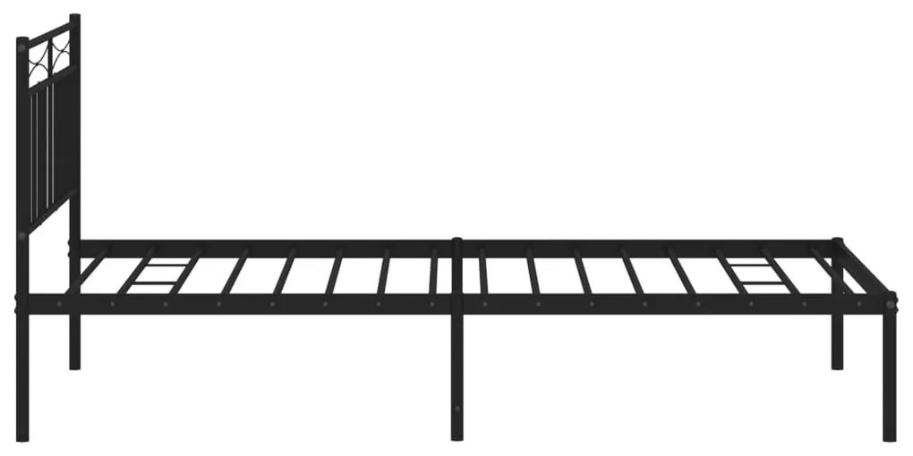 fekete fém ágykeret fejtámlával 107 x 203 cm