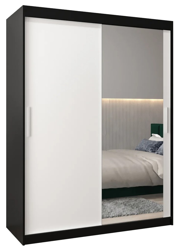 Ruhásszekrény 150 cm Toki 2 (matt fekete + matt fehér). 1064989