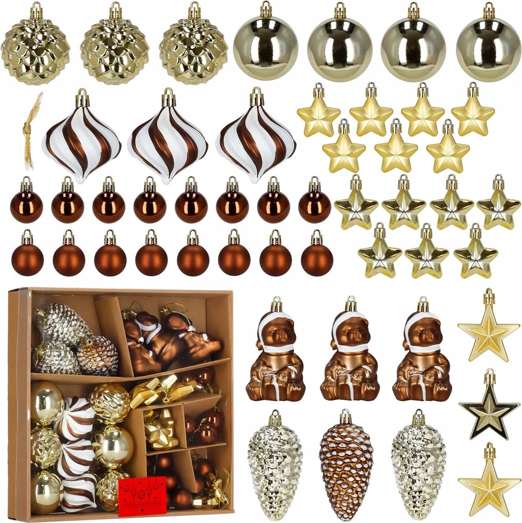 Karácsonyfadísz 47 db-os Karácsonyfa 10cm Törhetetlen Medál Szett