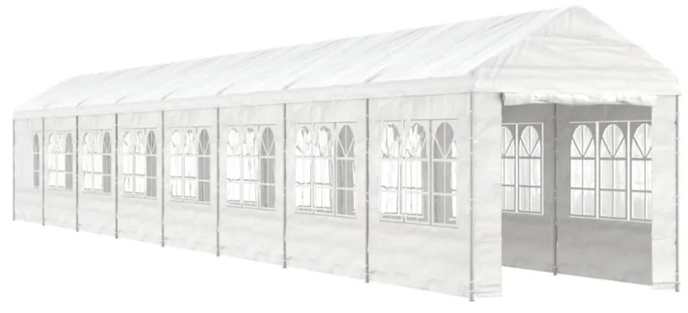 fehér polietilén pavilon tetővel 17,84 x 2,28 x 2,69 m
