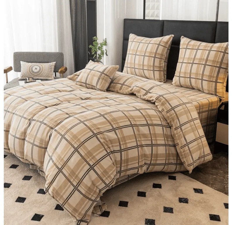 Mikroplüss ágynemű PLAID krém Ágyneműhuzat mérete: 2 ks 70 x 90 cm | 200 x 220 cm