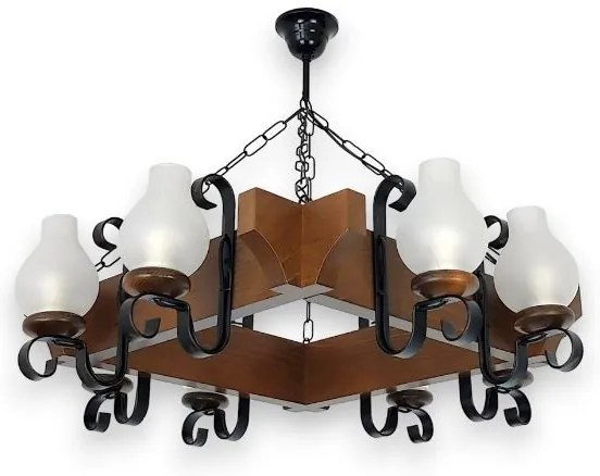 Brilagi - Csillár láncon QUEEN 8xE14/40W/230V bükkfa/dió