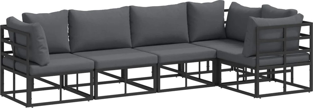 vidaXL Kerti Kanapé Szett párnával 5 pcs Fekete Alumínium