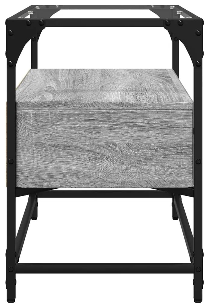 szürke sonoma szerelt fa TV-szekrény üveglappal 60 x 35 x 51 cm