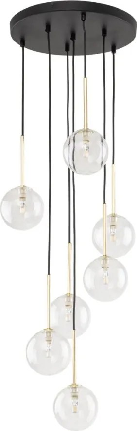 TK LIGHTING 5362 NILOS Többágú Függesztett Lámpa Fekete, Átlátszó, Arany G9 IP20