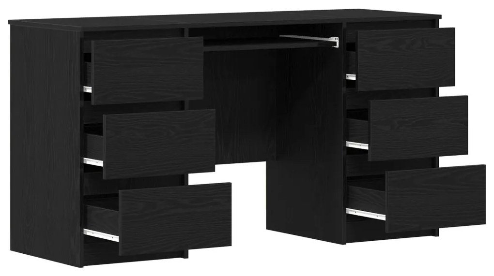 Íróasztalok 2 db Fekete Tölgy 140x50x76 cm Műgyanta