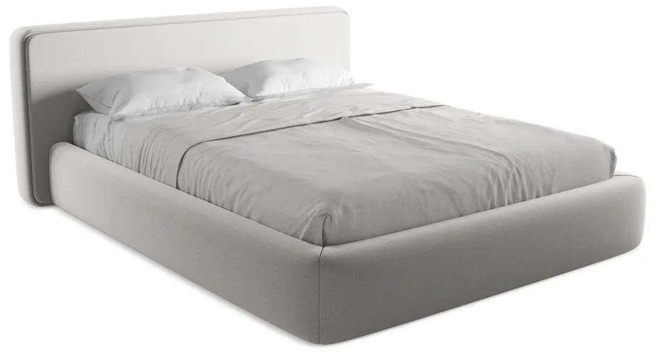 Világosszürke kárpitozott ágyneműtartós franciaágy ágyráccsal 160x200 cm Kiana – Makamii