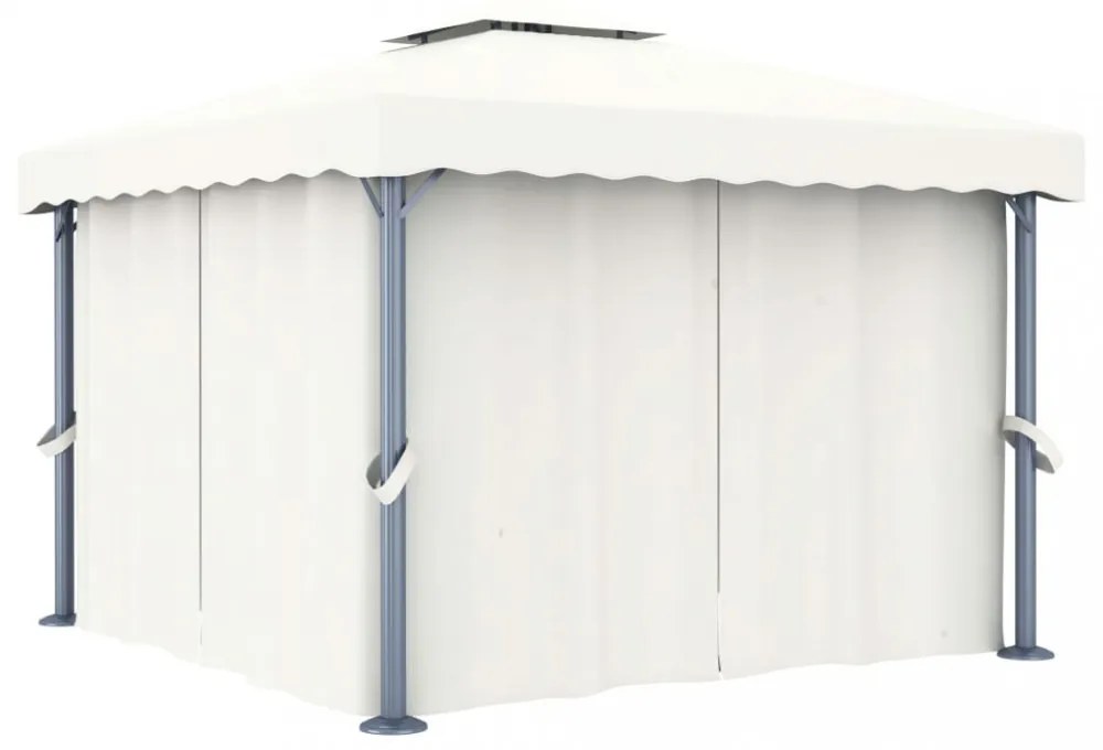 krémfehér alumíniumpavilon függönnyel 3 x 3 m
