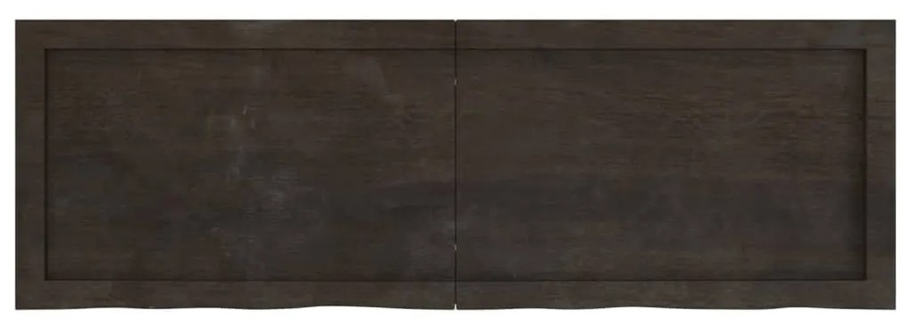 sötétbarna kezelt tömör tölgyfa fali polc 120 x 40 x (2-4) cm