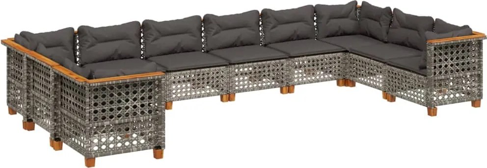 vidaXL 10 részes szürke polyrattan kerti ülőgarnitúra párnákkal