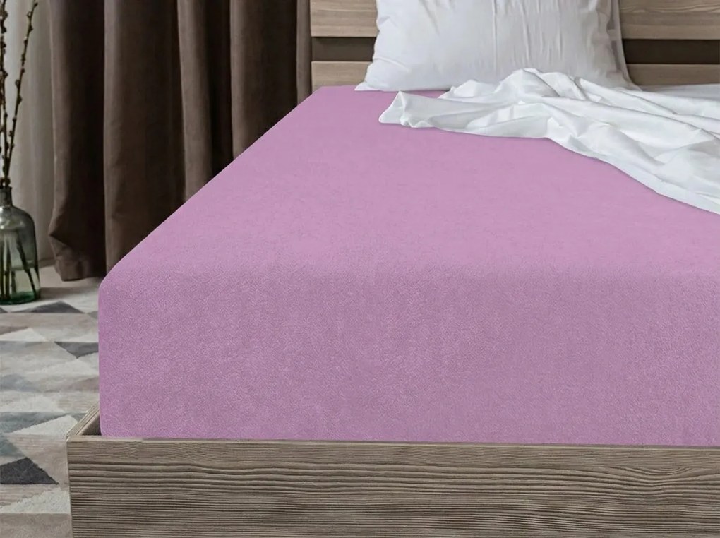 Frottír gumis lepedő PREMIUM lila-rózsaszín 160x200 cm