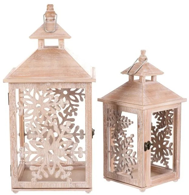 2 db Vločka fa lámpa szett, természetes