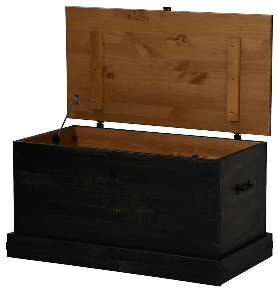 fekete tömör fenyőfa HALDEN tárolószekrény 91x48x47 cm