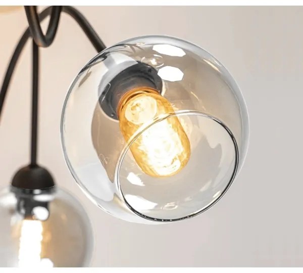 Felületre szerelhető csillár  EVIE 5xE27/60W/230V antracit/átlátszó