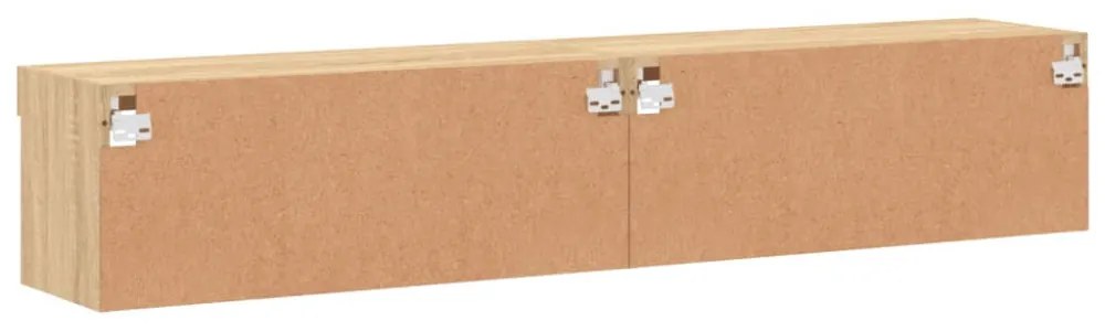 2 db sonoma tölgy színű TV-szekrény LED-ekkel 80x30x30 cm