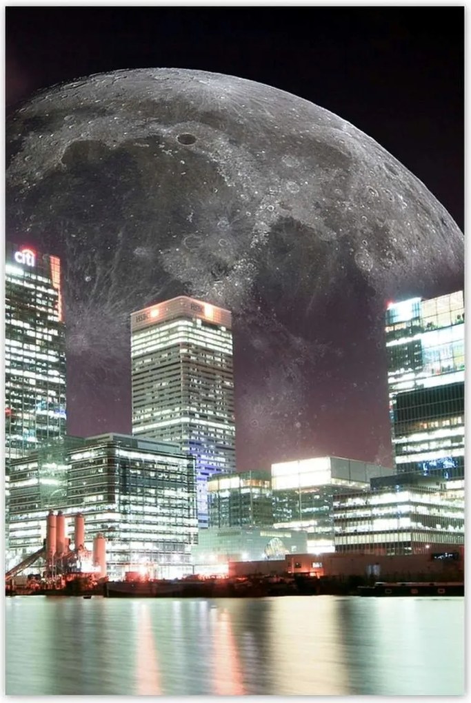 Poszterek 80x120 Város éjszaka Hold