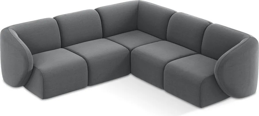 Szürke bársony sarokkanapé Lani – Makamii