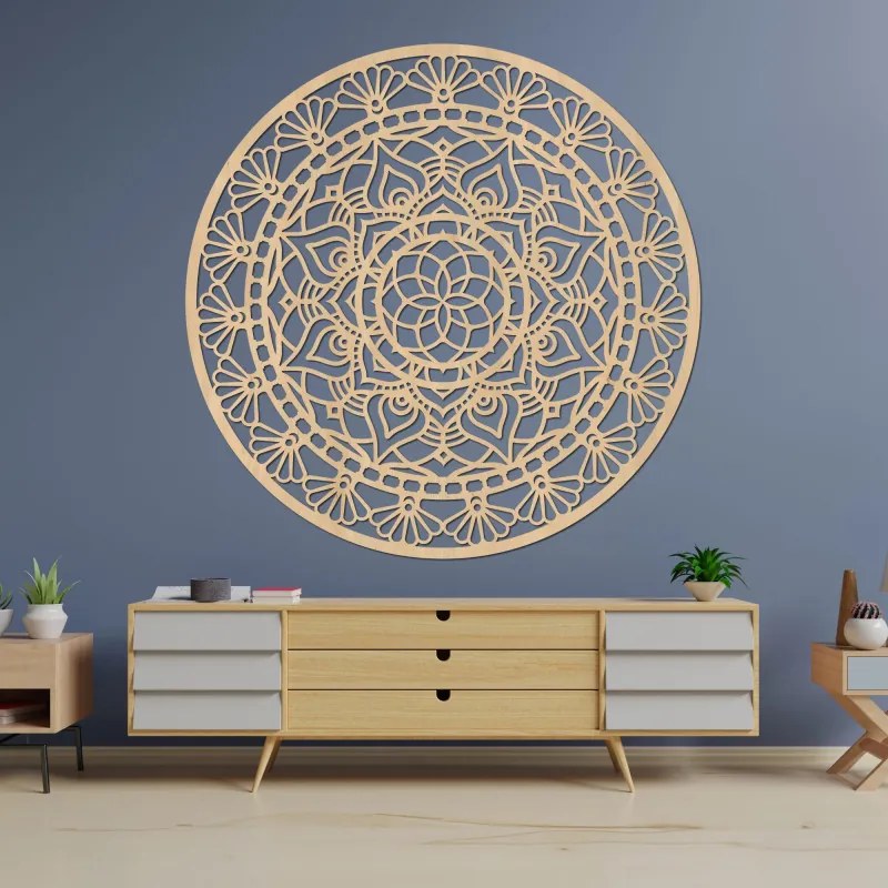 Elegáns, fából készült mandala, az élet virága - AFORDI