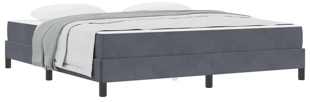 Boxspring ágy matraccal Sötétszürke 180 x 200 cm Bársony