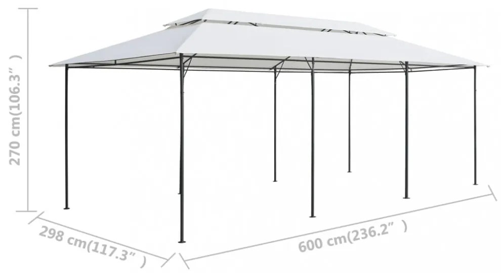 fehér pavilon függönyökkel 600 x 298 x 270 cm 180 g/m²