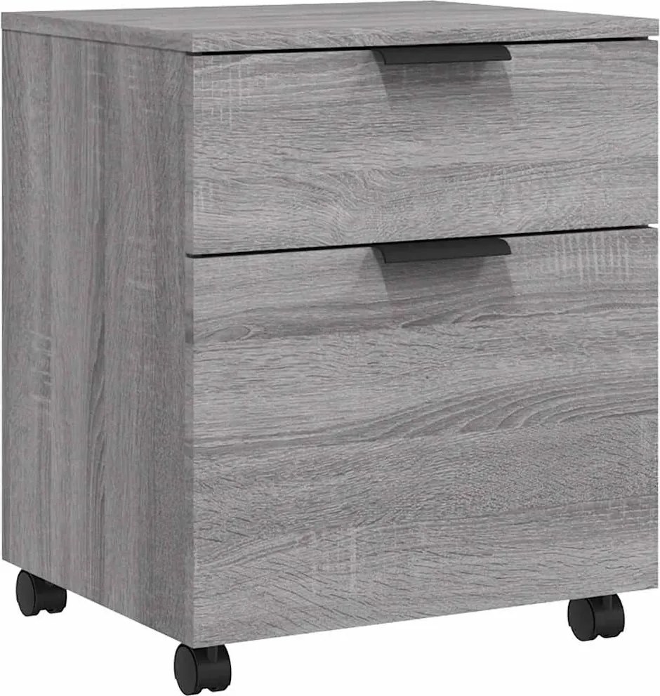 vidaXL szürke sonoma szerelt fa iratszekrény kerekekkel 45x38x45 cm