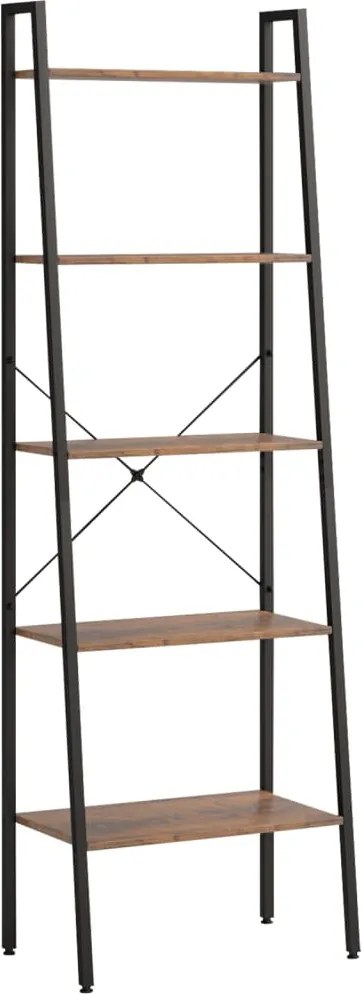 vidaXL 5 szintes sötétbarna és fekete állópolc 56 x 35 x 174 cm