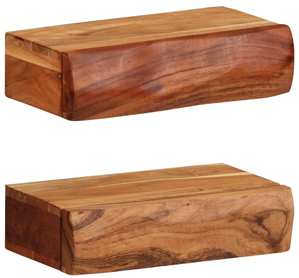 2 darab tömör akácfa fali polc 30x17x8 cm