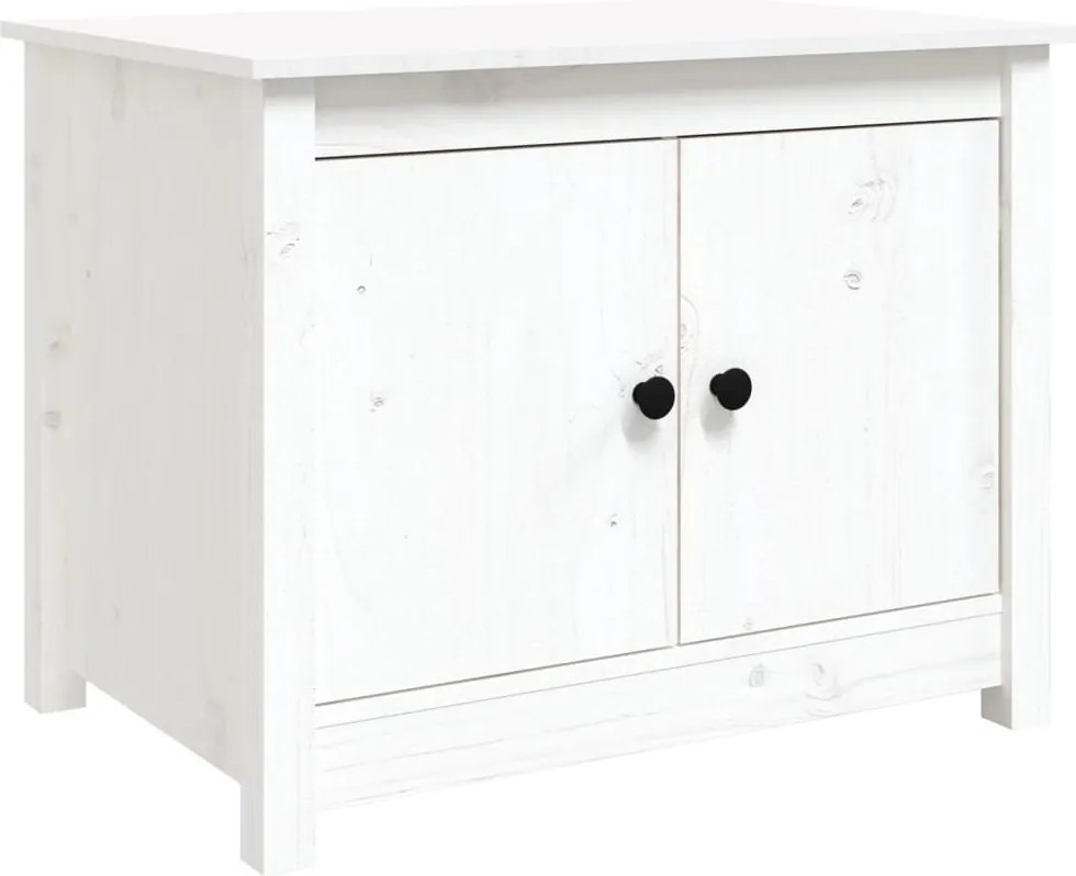 vidaXL fehér tömör fenyőfa dohányzóasztal 71 x 49 x 55 cm