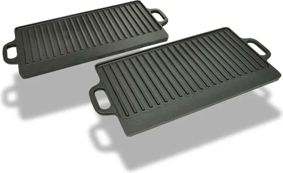 vidaXL 2 db megfordítható öntöttvas grilltálca 38 x 23 cm