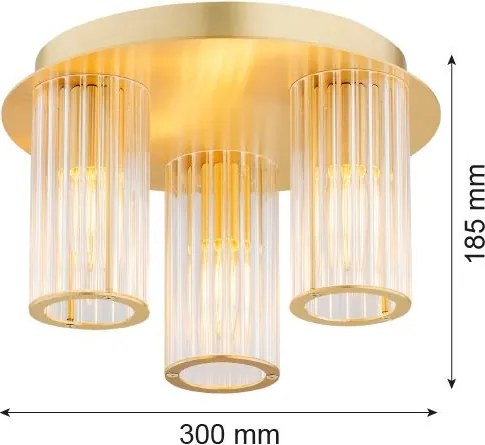 ARGON 6304 HAMPTON Glamour Mennyezeti Lámpa Átlátszó, Csiszolt Sárgaréz E14 IP20
